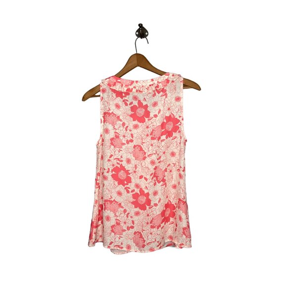 ModCloth Small S Cream Pink Floral Ruffle‎ Bit Of Frill Sleeveless Top Blouse - Picture 4 of 6